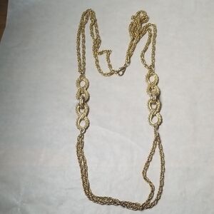 Vintage Gold Tone Long Flapper Necklace